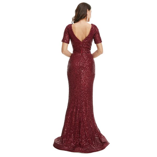 burgundy mermaid prom dress 1345-001