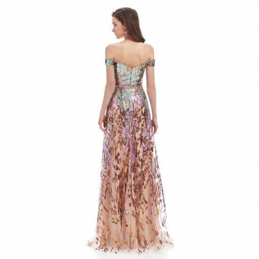 Colors Prom Dress Off The Shoulder A Line Paillette Evening Dress - Image 2