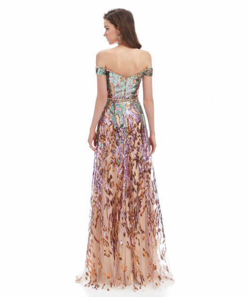 Alternative view of Colors Prom Dress Off The Shoulder A Line Paillette Evening Dress