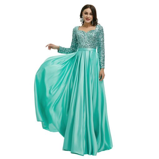 green satin prom dress 1340-003
