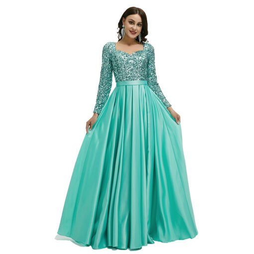 green satin prom dress 1340-004