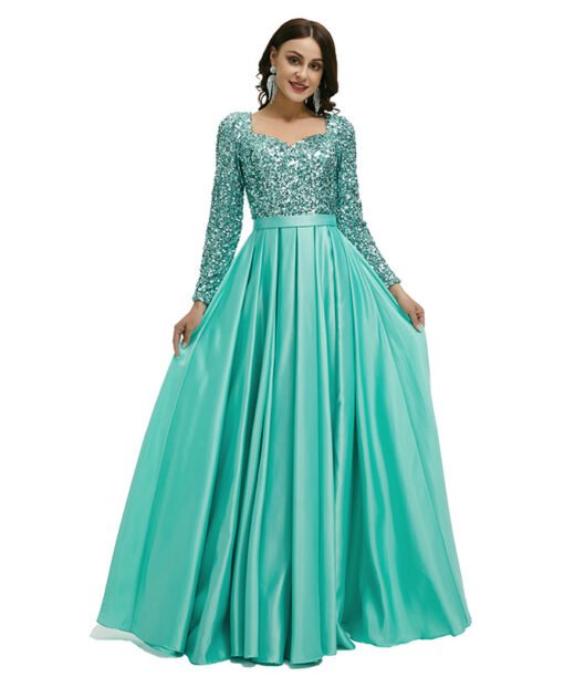 green satin prom dress 1340-004