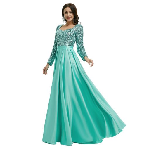 green satin prom dress 1340-006