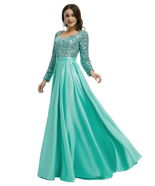green satin prom dress 1340-006
