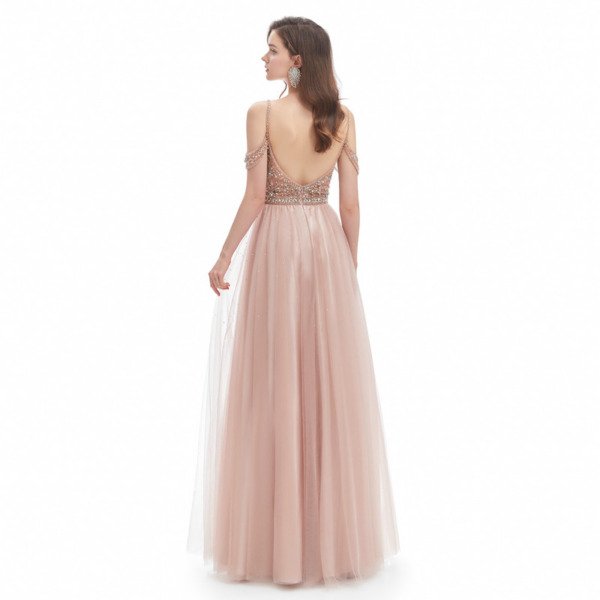 pink backless prom dress 1337-004