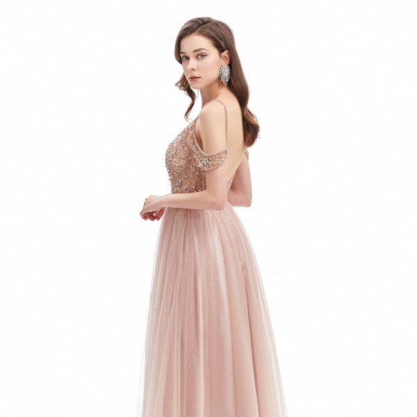 pink backless prom dress 1337-007