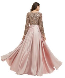 pink satin prom dress 1342-001