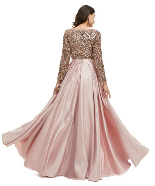 pink satin prom dress 1342-001