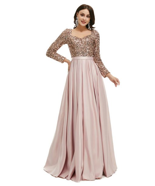 pink satin prom dress 1342-004