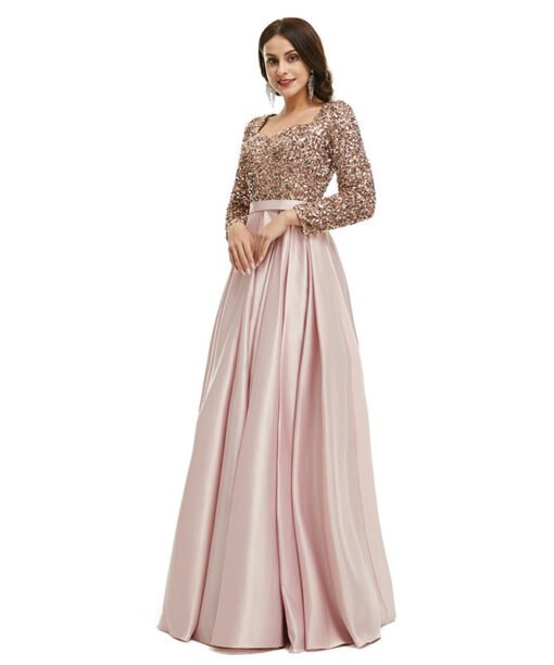 pink satin prom dress 1342-006
