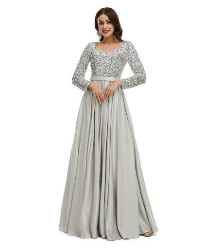silver satin prom dress 1341-004