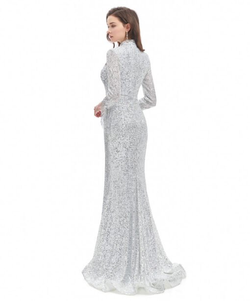 silver sequin prom dress 1336-006