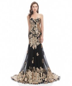 white and gold prom dress 1332-003