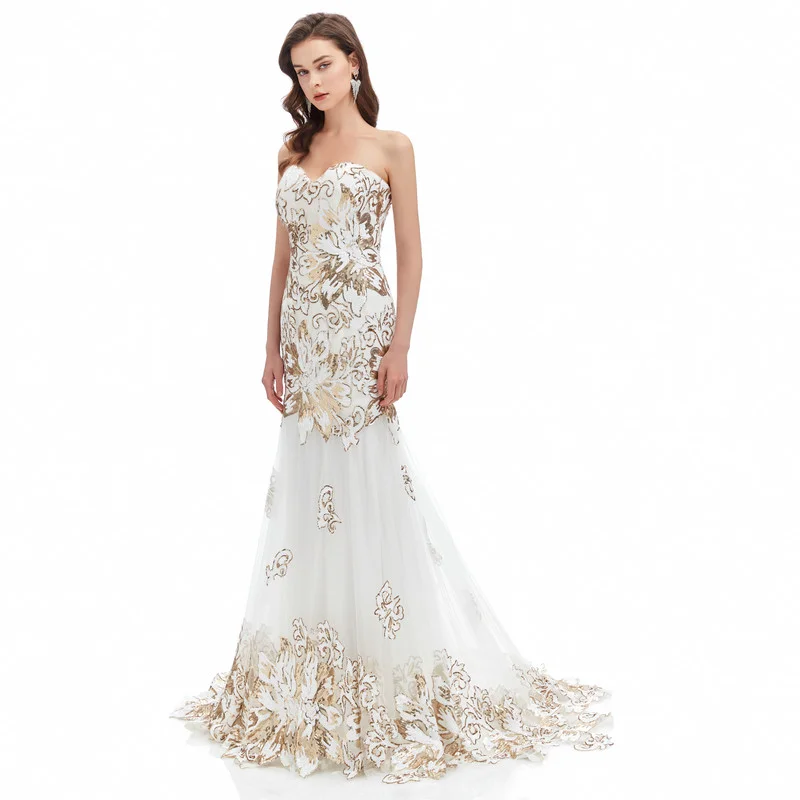 white and gold prom dress 1332-007