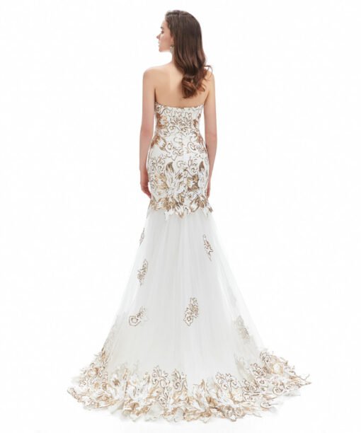 white and gold prom dress 1332-009