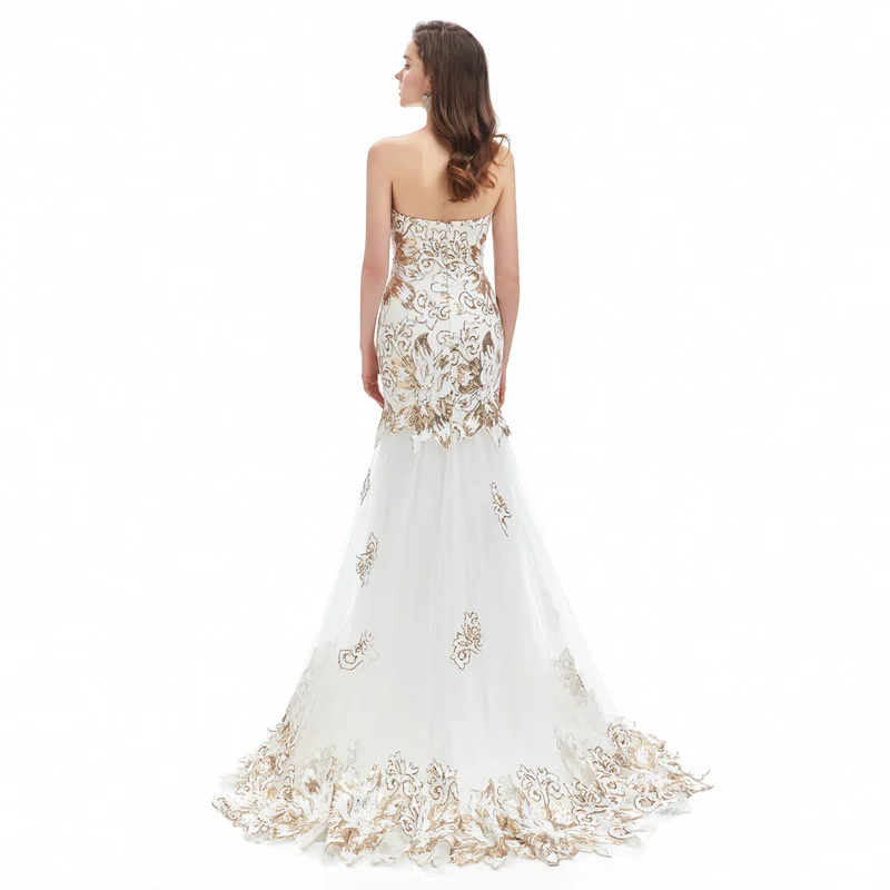 white and gold prom dress 1332-009