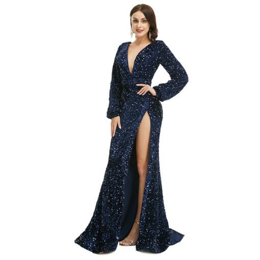 black prom dress with slit 1362-006