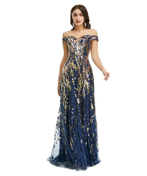 blue sequin prom dress 1349-005