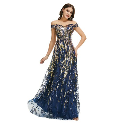blue sequin prom dress 1349-006