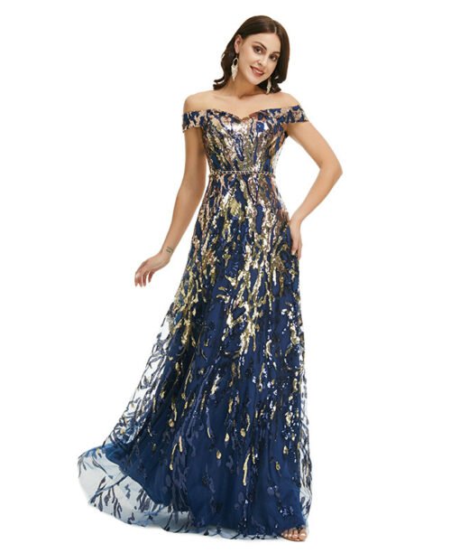 blue sequin prom dress 1349-006