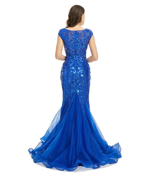 blue sequins prom dress 1354-001