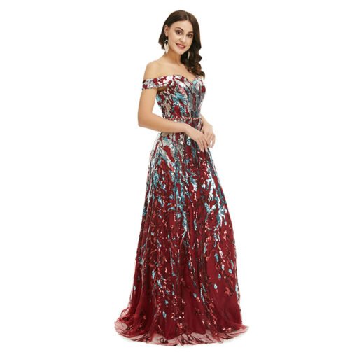 burgundy long prom dress 1350-003