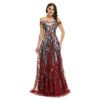 burgundy long prom dress 1350-004