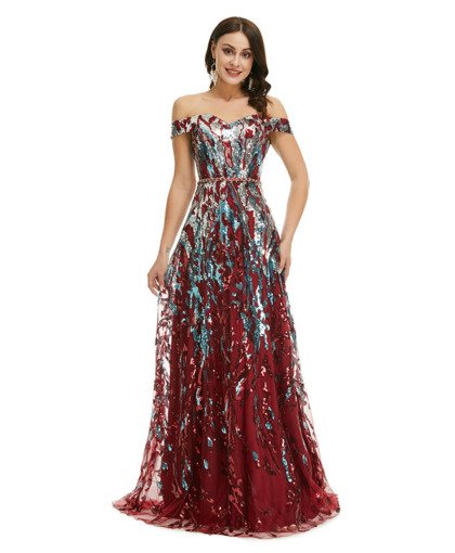 burgundy long prom dress 1350-004