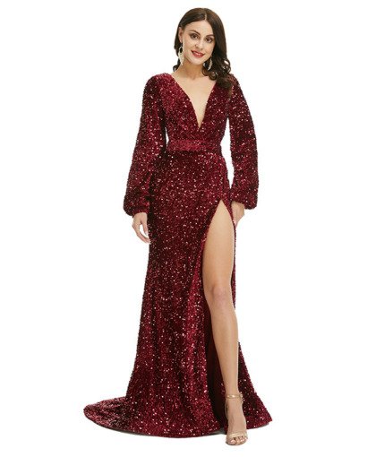 burgundy sequin dress 1364-003