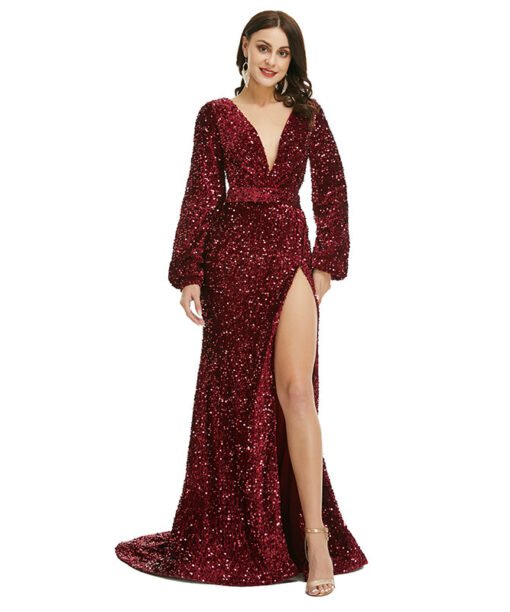 burgundy sequin dress 1364-003