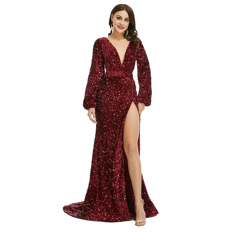 burgundy sequin dress 1364-003