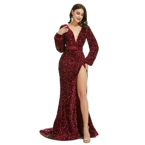 burgundy sequin dress 1364-004