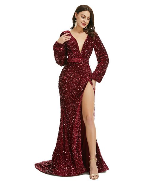 burgundy sequin dress 1364-004