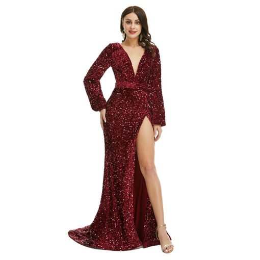 burgundy sequin dress 1364-005