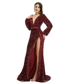 burgundy sequin dress 1364-007