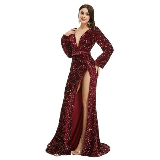 burgundy sequin dress 1364-007