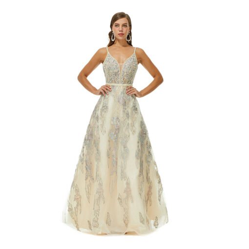 champagne wedding guest dress 1367-002