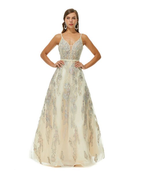 champagne wedding guest dress 1367-002