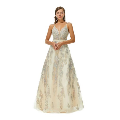 champagne wedding guest dress 1367-003