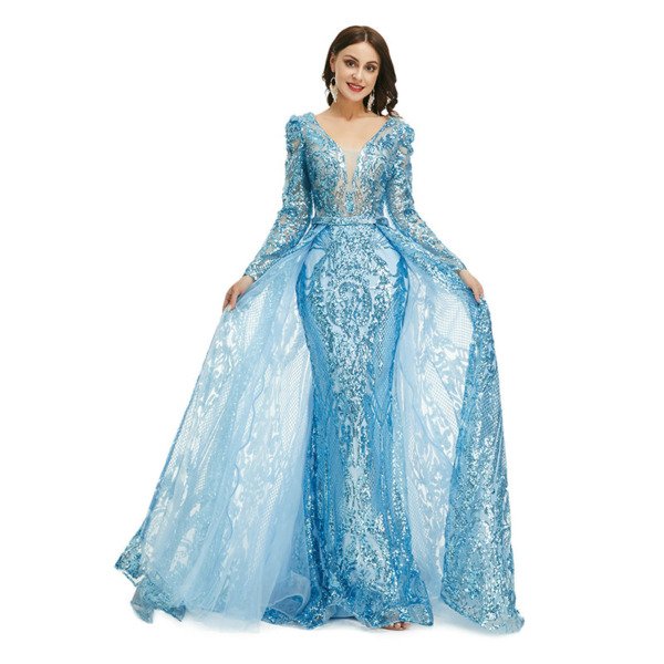 detachable train prom dress 1359-006
