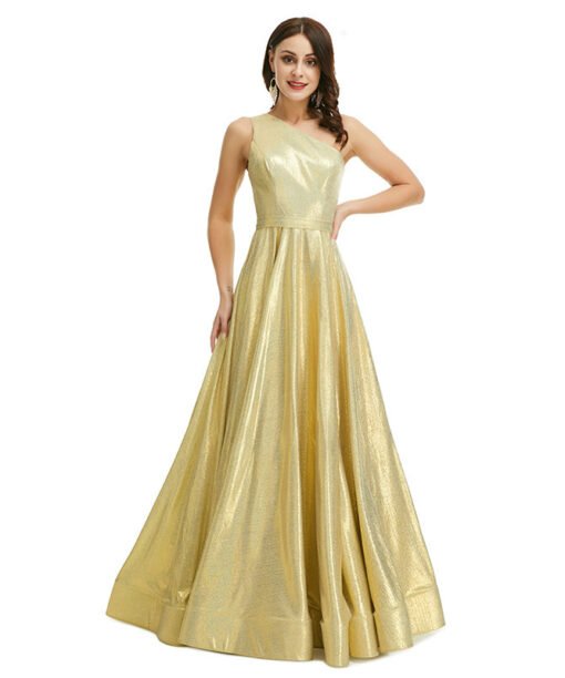 gold prom dress with slit 1361-003