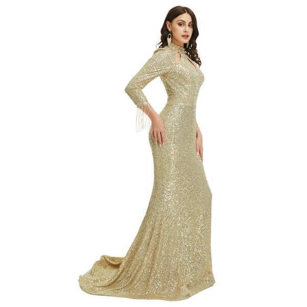 gold sequin gown 1360-003