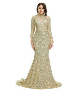 gold sequin gown 1360-004