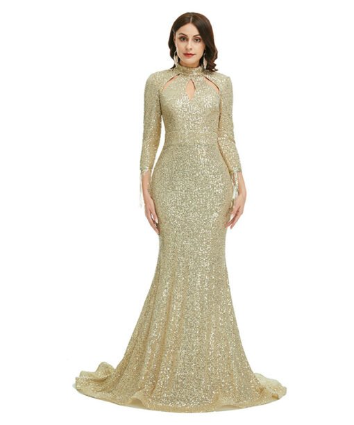 gold sequin gown 1360-004