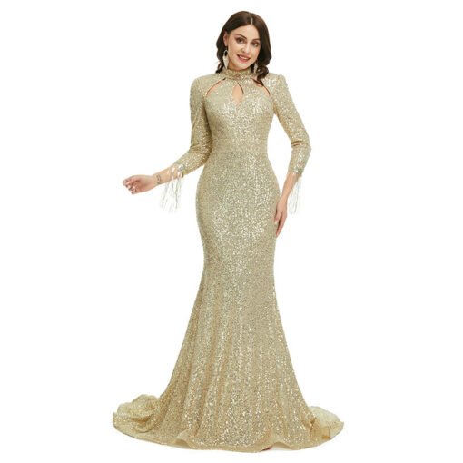 gold sequin gown 1360-006
