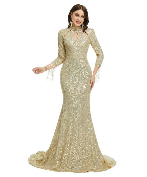gold sequin gown 1360-006
