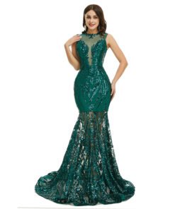 green mermaid prom dress 1353-005