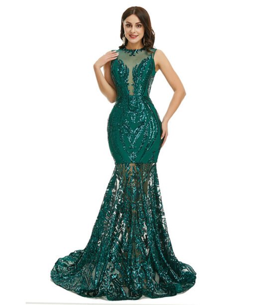 green mermaid prom dress 1353-005