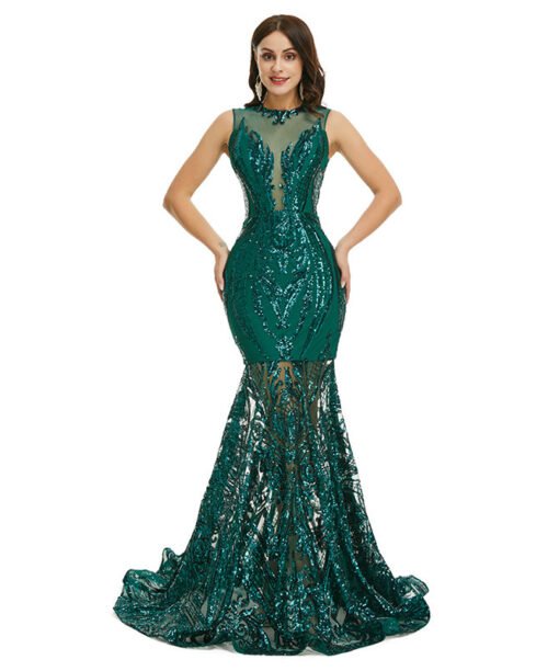 green mermaid prom dress 1353-006