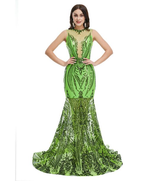 green mermaid prom dress 1353-011